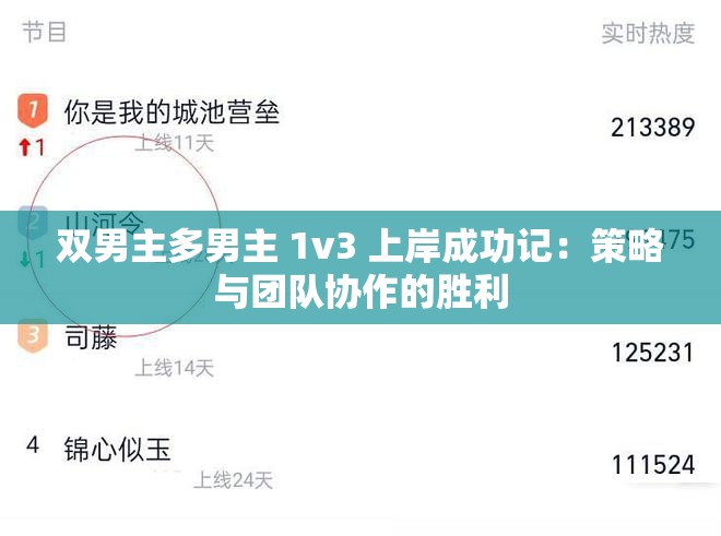 双男主多男主 1v3 上岸成功记：策略与团队协作的胜利