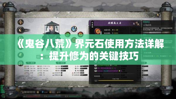 《鬼谷八荒》界元石使用方法详解：提升修为的关键技巧